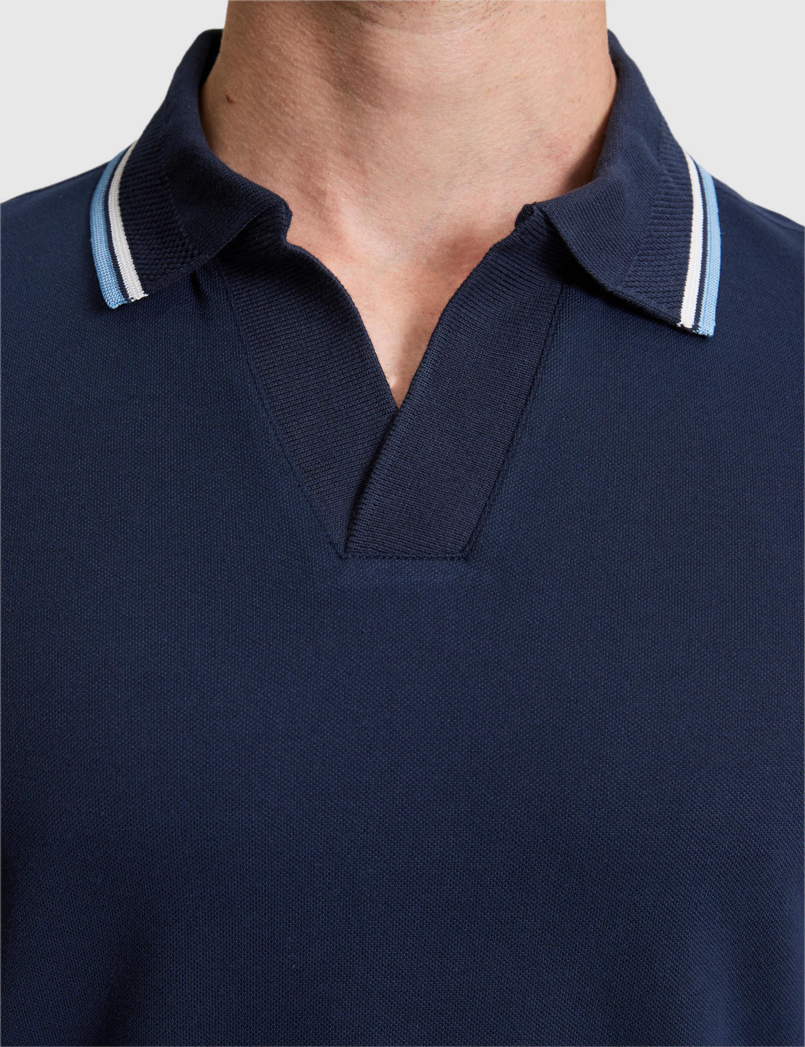 Lacivert Slim Fit %100 Pamuk Apaş Yaka Tişört