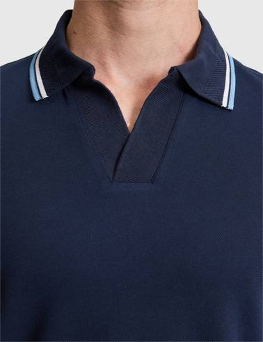 Lacivert Slim Fit %100 Pamuk Apaş Yaka Tişört