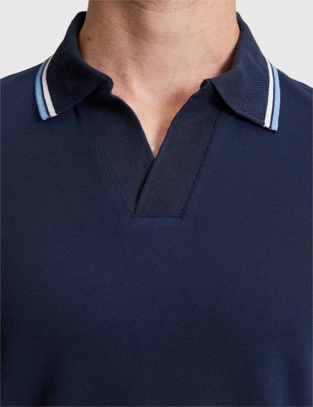 Lacivert Slim Fit %100 Pamuk Apaş Yaka Tişört - 50327845015