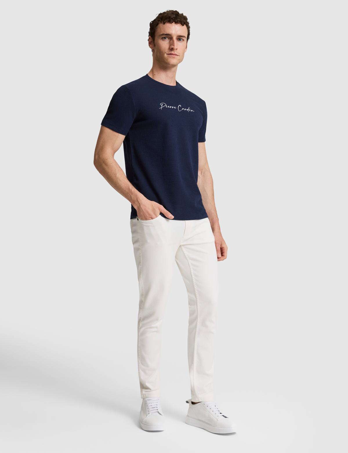 Lacivert Slim Fit  Bisiklet Yaka Tişört - 50327858031