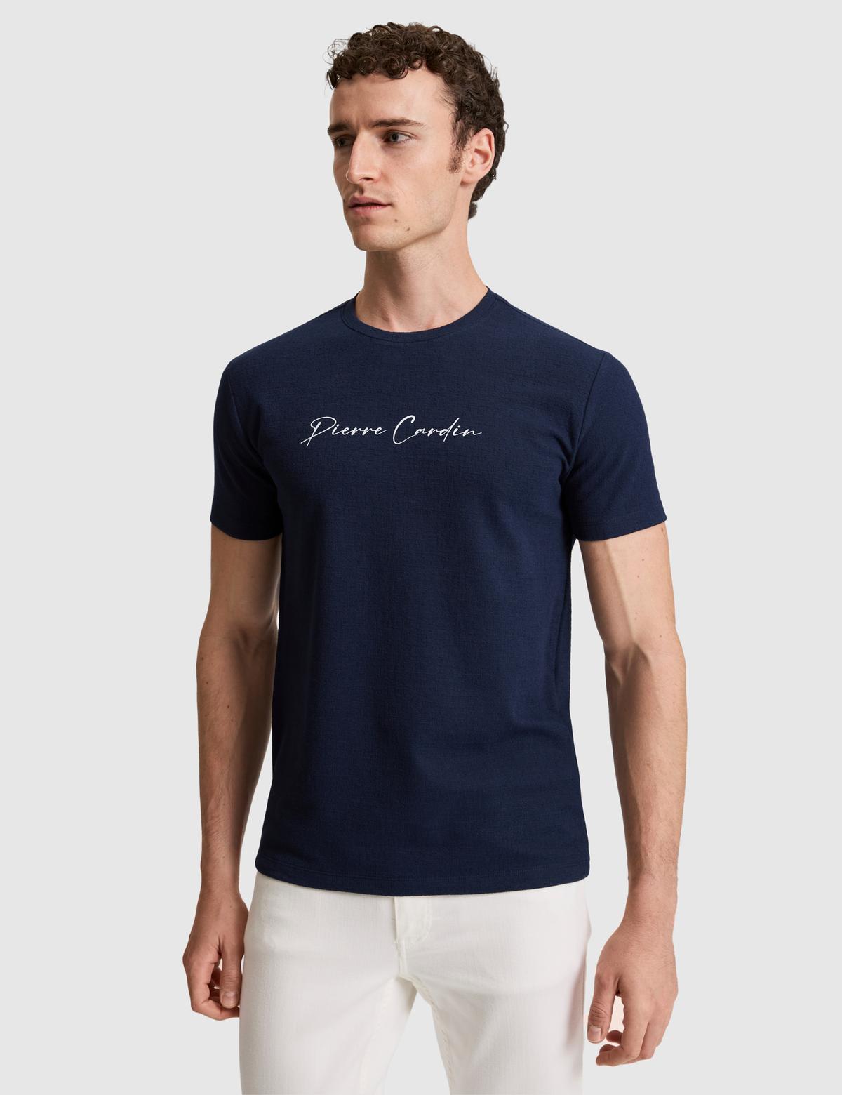 Lacivert Slim Fit  Bisiklet Yaka Tişört - 50327858031