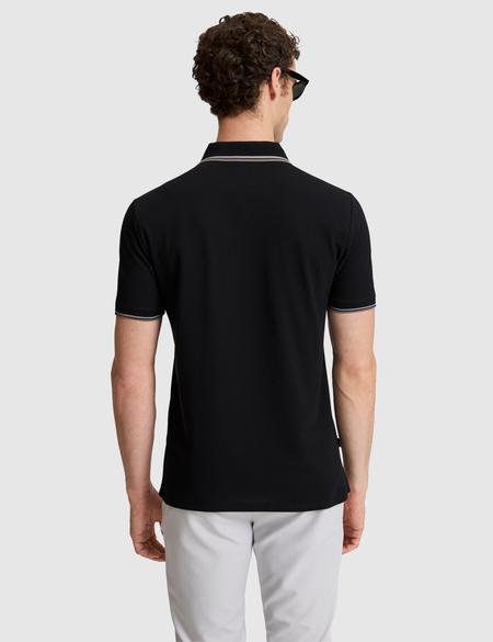 Siyah Slim Fit %100 Pamuk Apaş Yaka Tişört - 50327845023