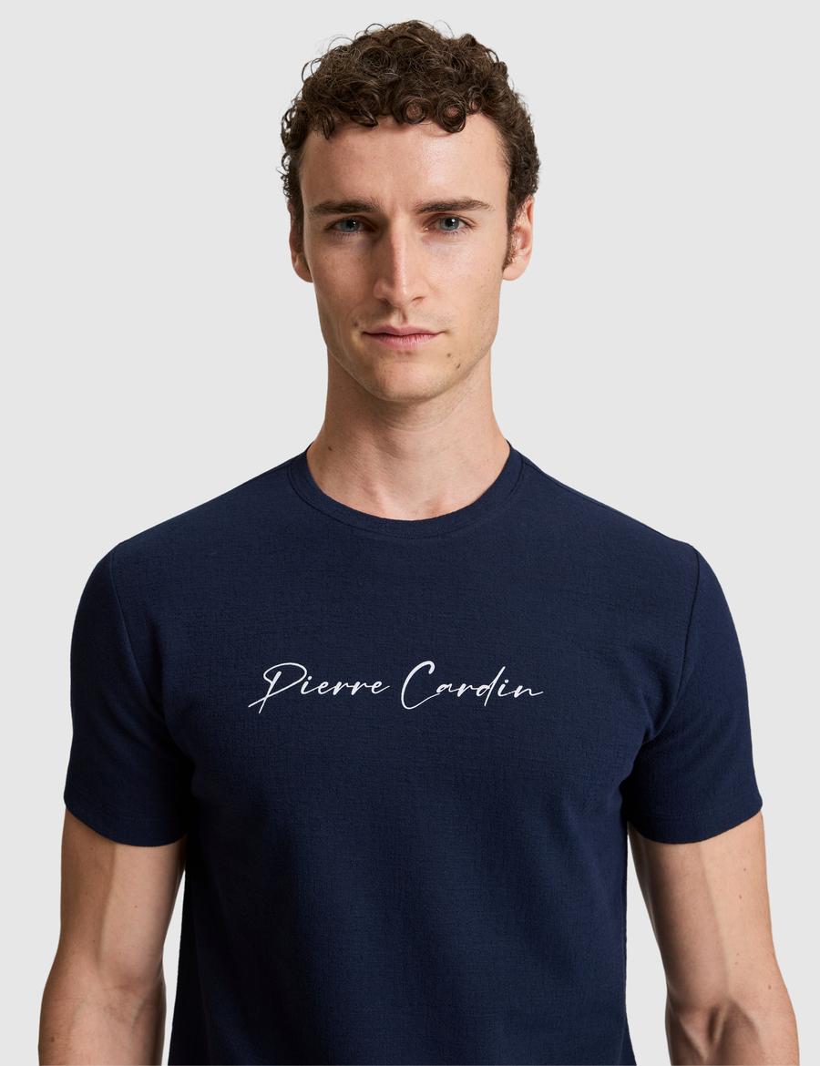 Lacivert Slim Fit  Bisiklet Yaka Tişört