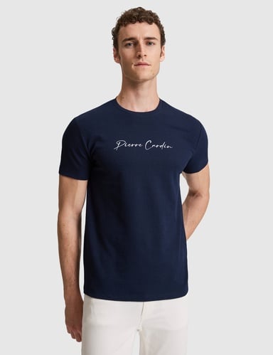 Lacivert Slim Fit  Bisiklet Yaka Tişört