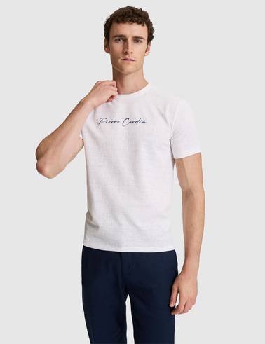 Ekru Slim Fit  Bisiklet Yaka Tişört