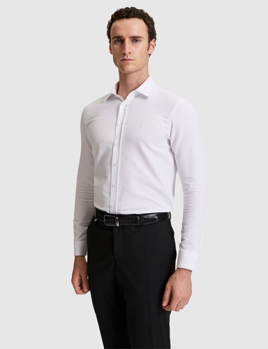 Beyaz Slim Fit Uzun Kollu Gömlek