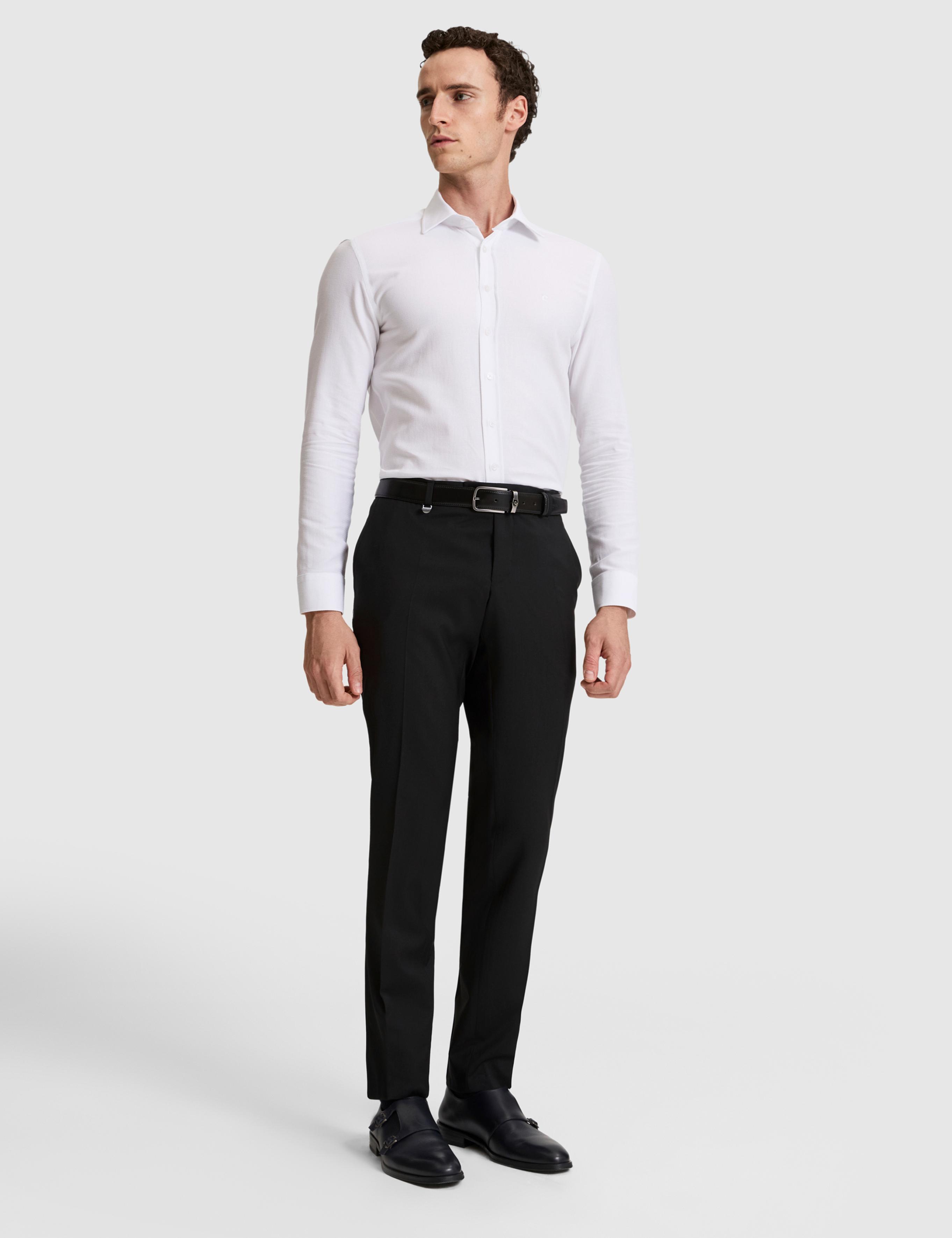Beyaz Slim Fit Uzun Kollu Gömlek