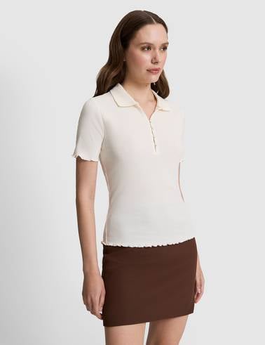 Ekru Slim Fit Polo Yaka Tişört