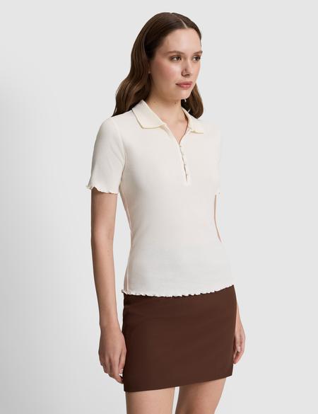Ekru Slim Fit Polo Yaka Tişört - 50325457004