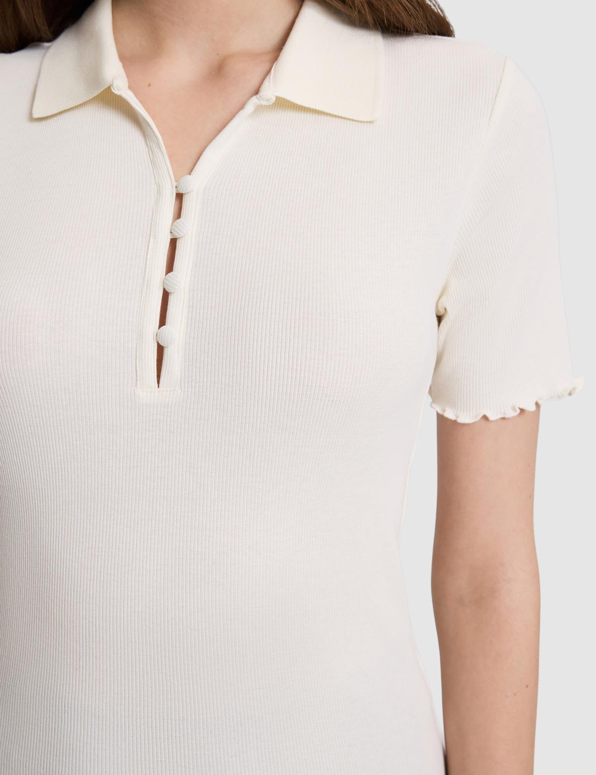 Ekru Slim Fit Polo Yaka Tişört - 50325457004