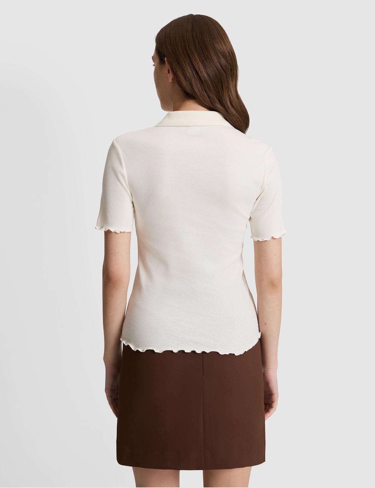 Ekru Slim Fit Polo Yaka Tişört - 50325457004