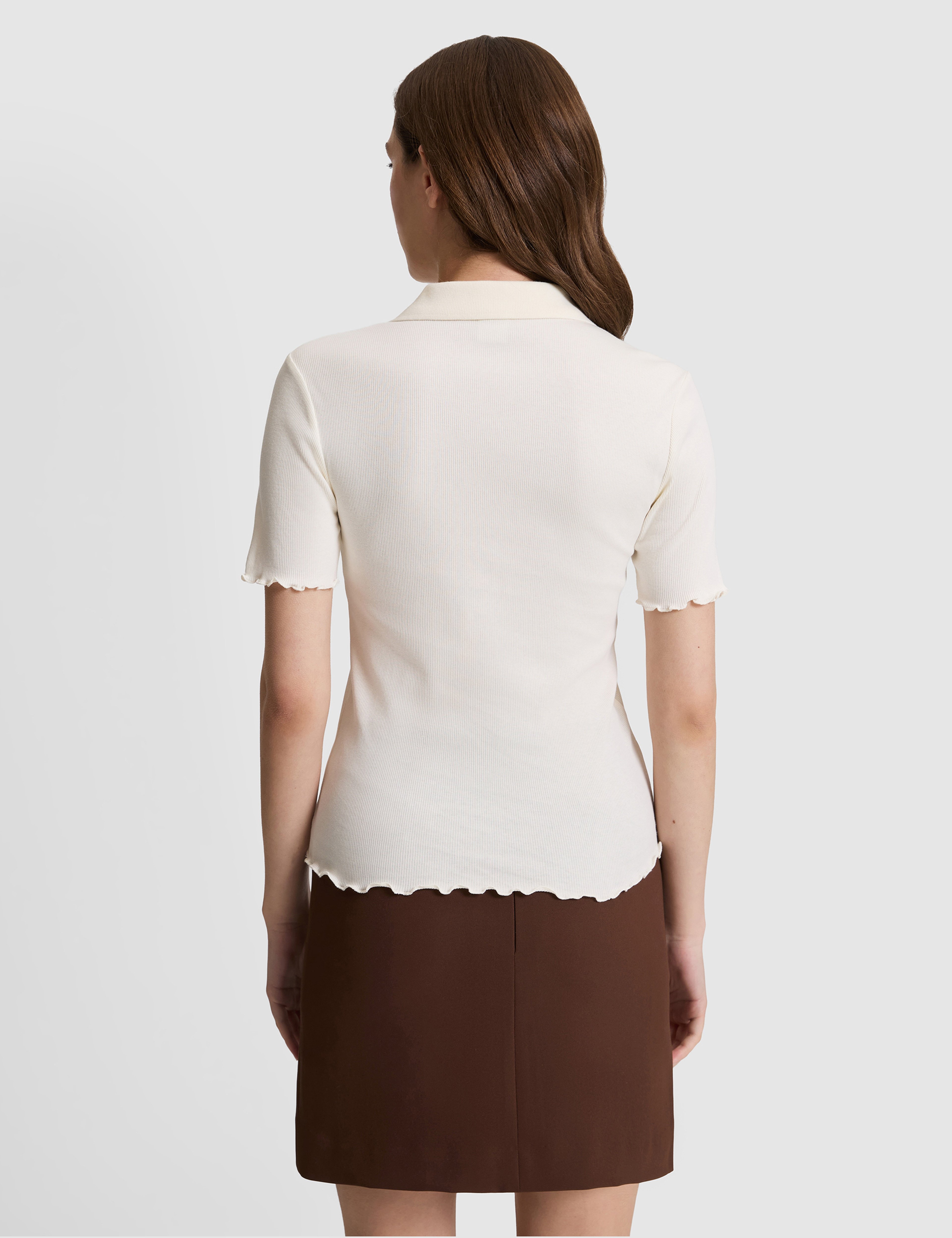 Ekru Slim Fit Polo Yaka Tişört - Image 5