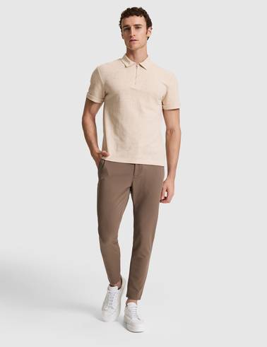 Koyu Bej Slim Fit Fermuarlı Polo Yaka Tişört