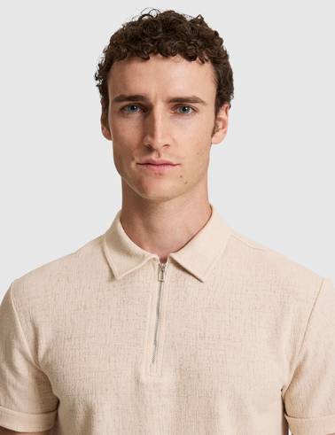 Koyu Bej Slim Fit Fermuarlı Polo Yaka Tişört