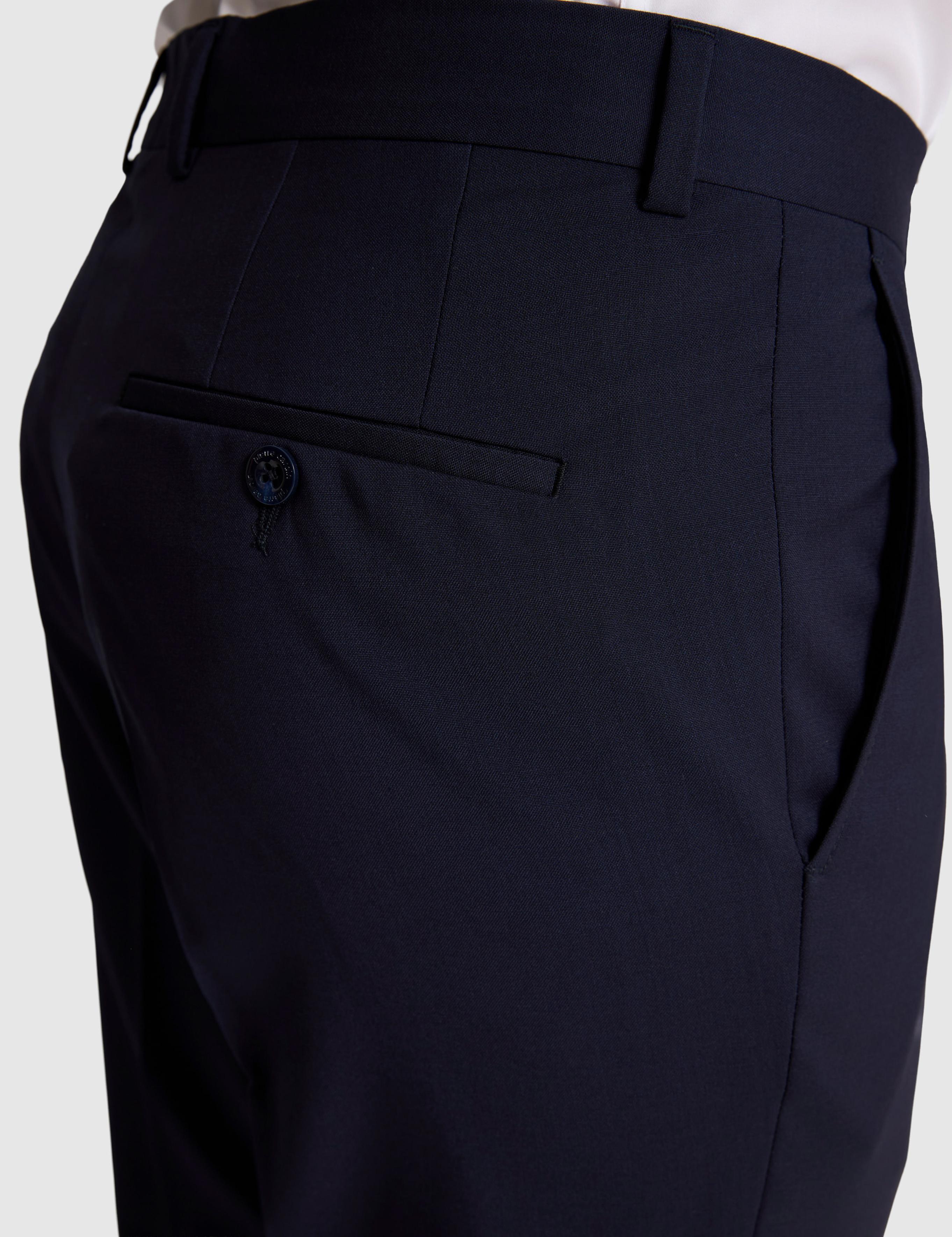 Lacivert Slim Fit %100 Yün Mono Yaka Takım Elbise