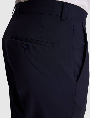 Lacivert Slim Fit %100 Yün Mono Yaka Takım Elbise