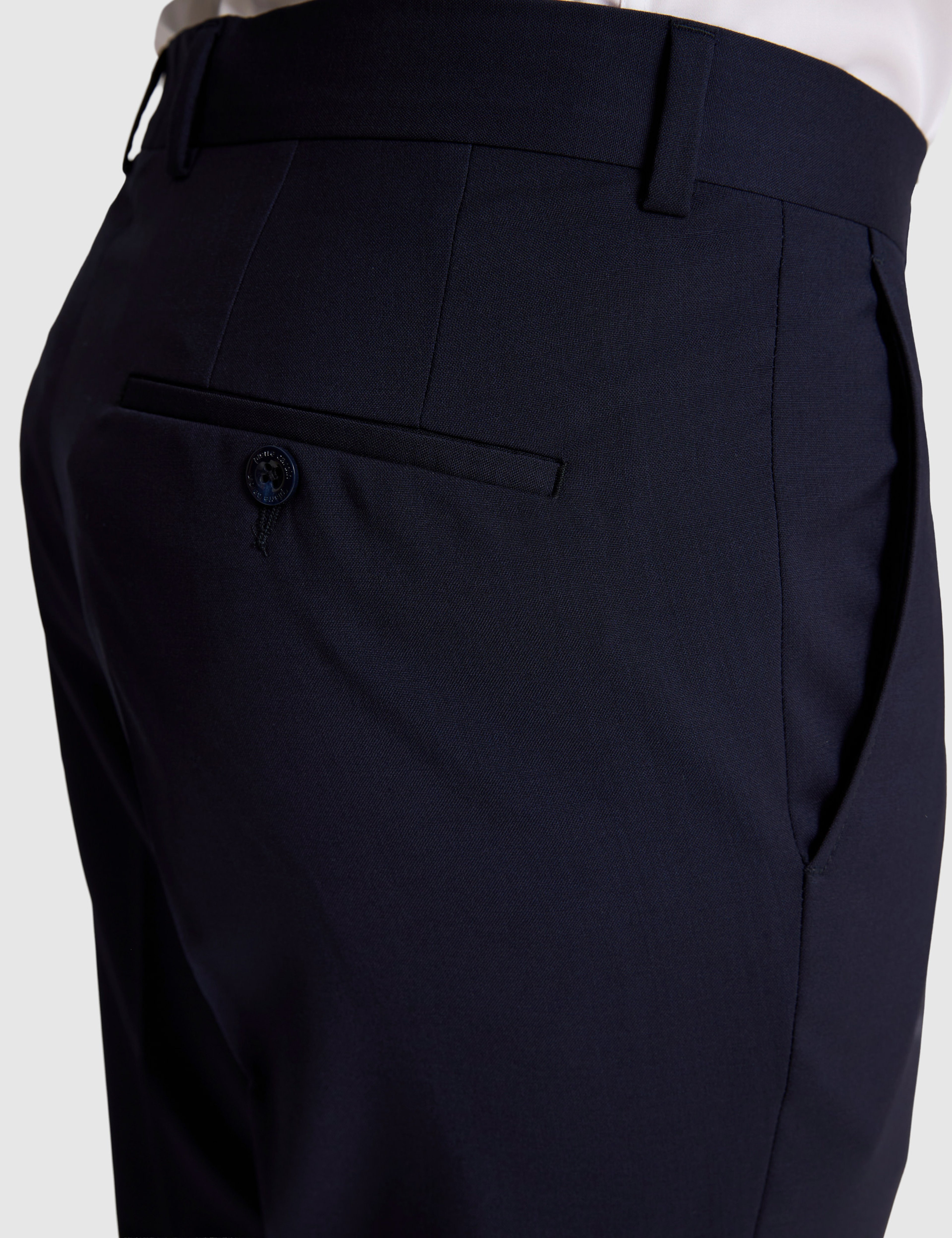 Lacivert Slim Fit %100 Yün Mono Yaka Takım Elbise