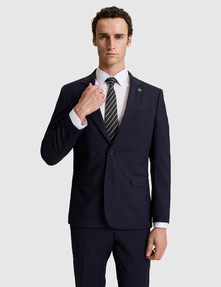 Lacivert Slim Fit %100 Yün Mono Yaka Takım Elbise - 50322358008
