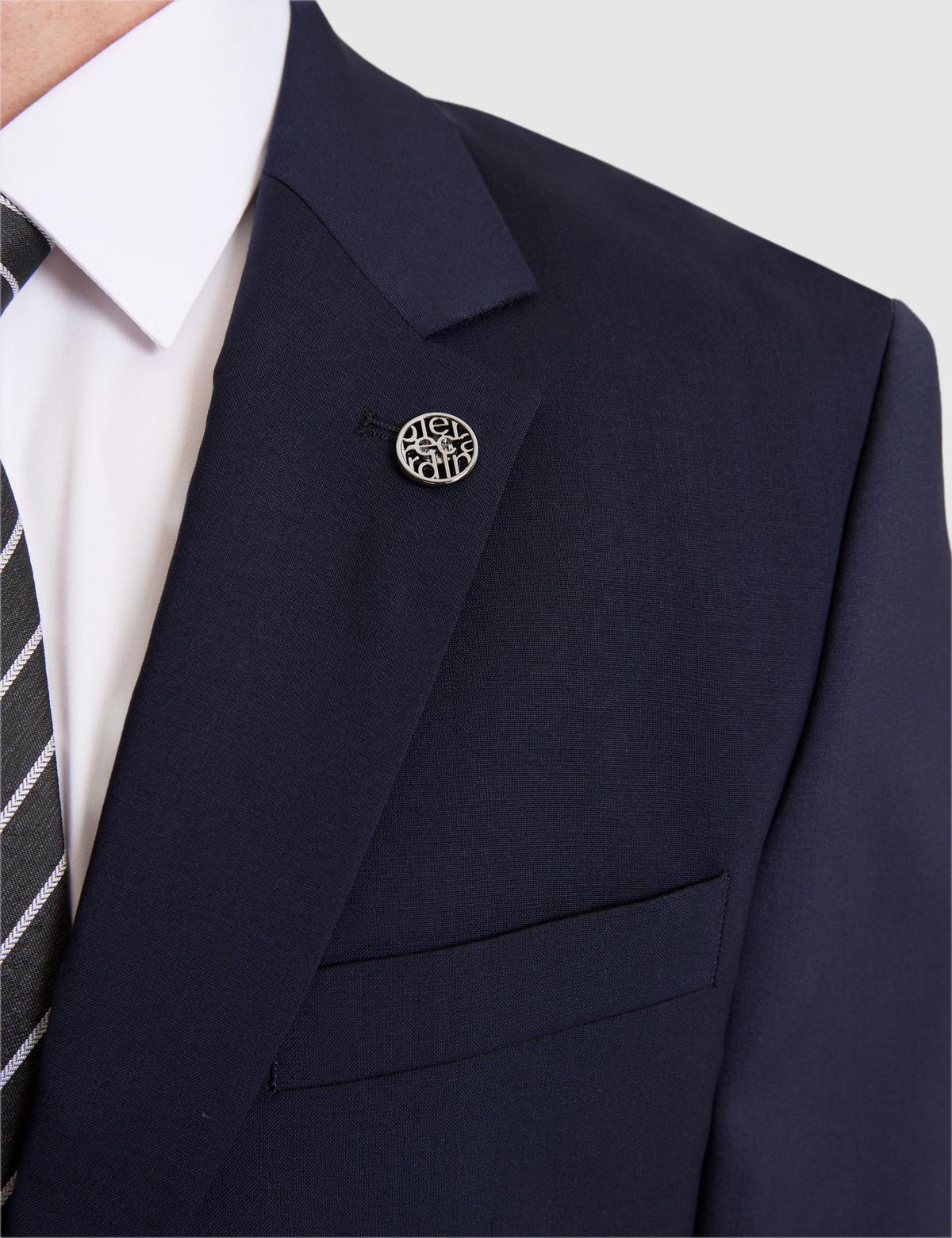 Lacivert Slim Fit %100 Yün Mono Yaka Takım Elbise - 50322358008