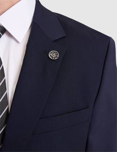 Lacivert Slim Fit %100 Yün Mono Yaka Takım Elbise
