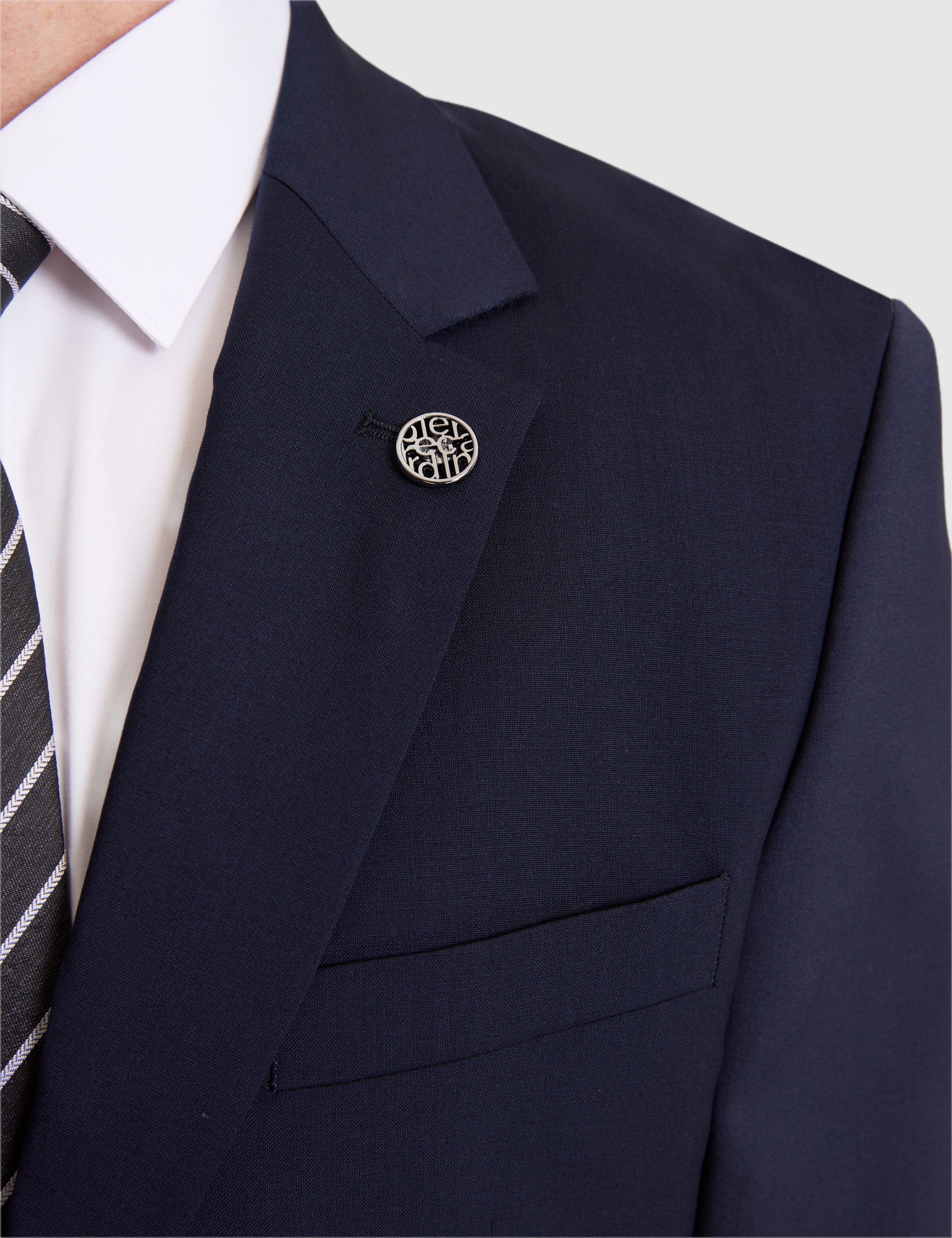 Lacivert Slim Fit %100 Yün Mono Yaka Takım Elbise - Image 6