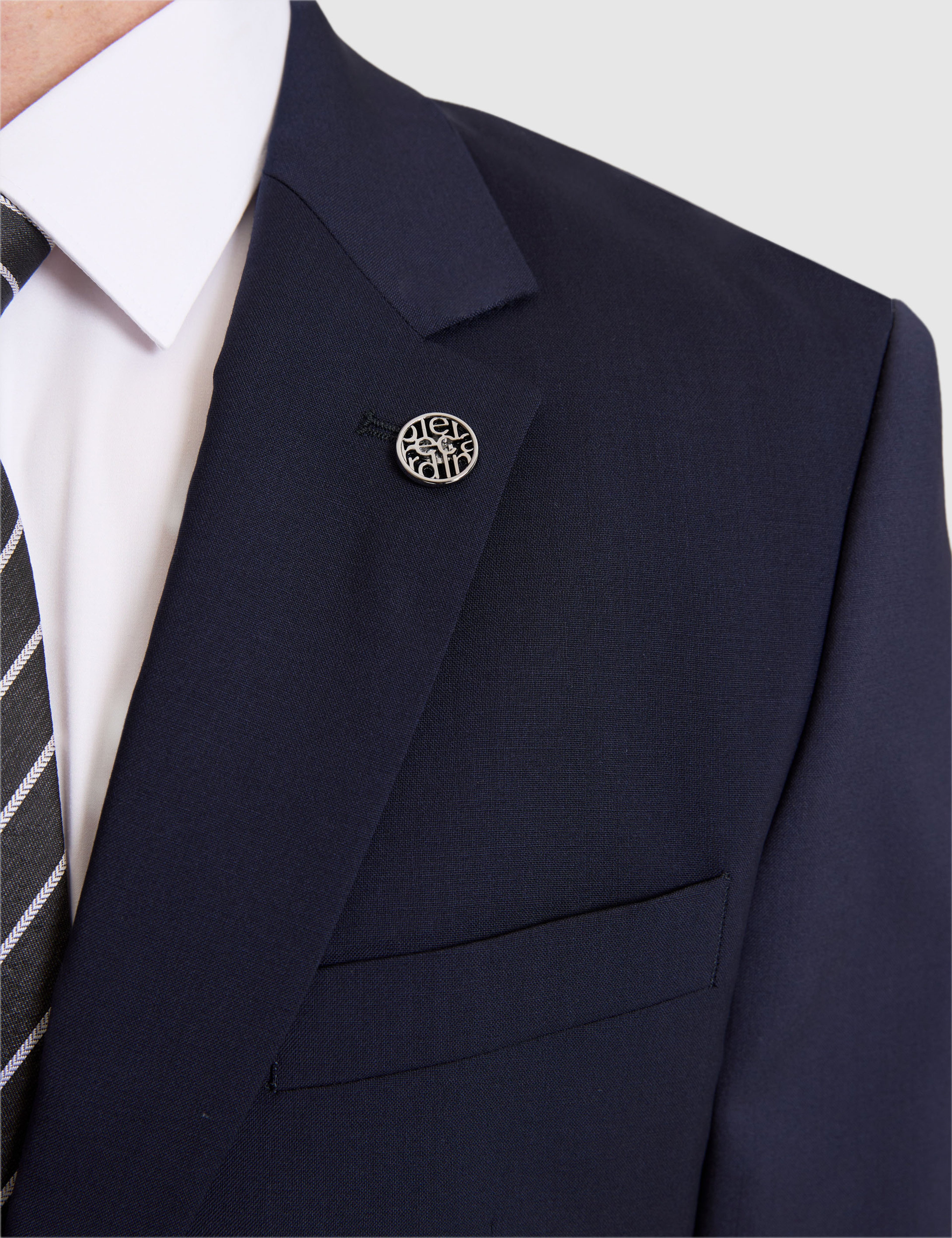 Lacivert Slim Fit %100 Yün Mono Yaka Takım Elbise