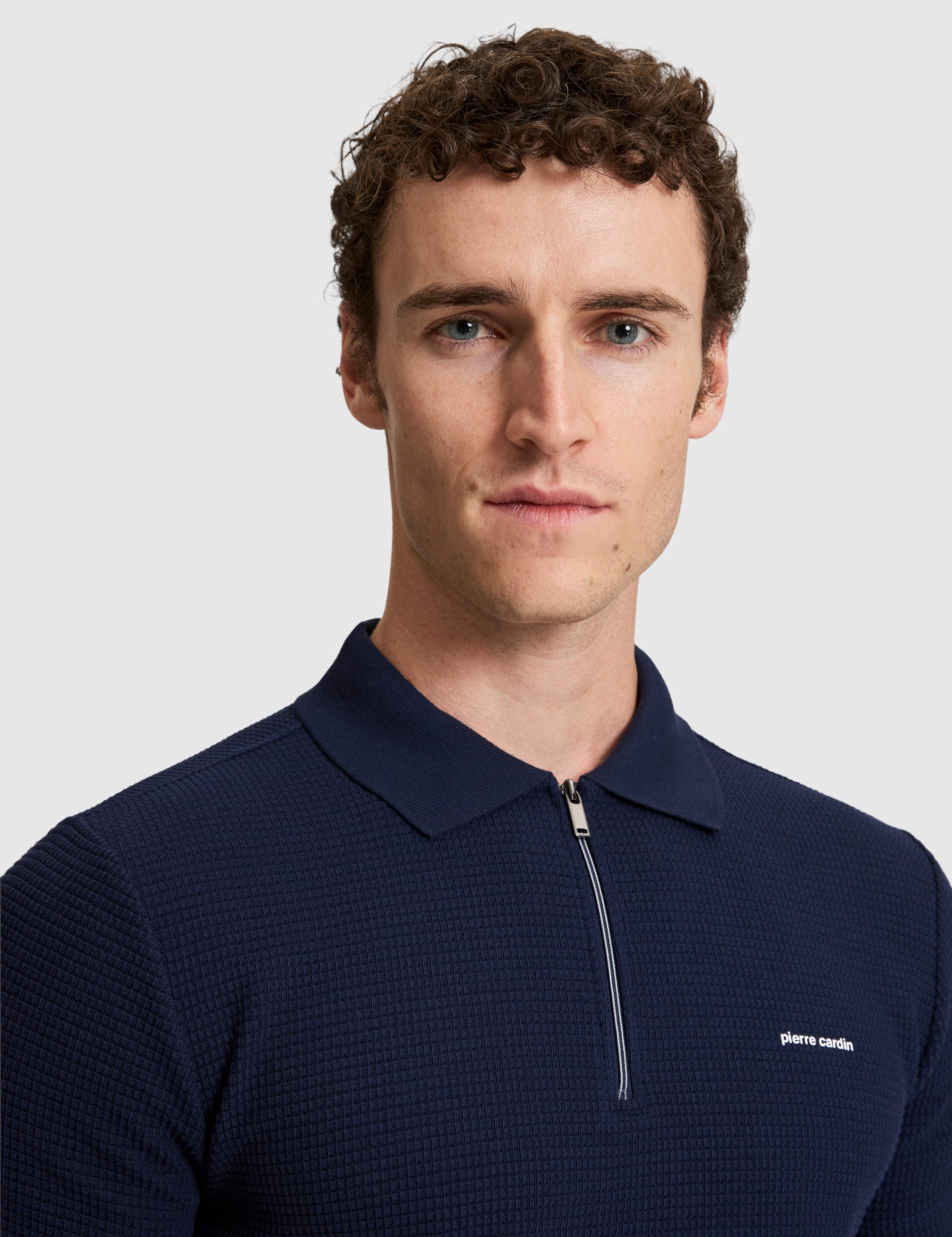 Lacivert Slim Fit Fermuarlı Polo Yaka Tişört - Image 2