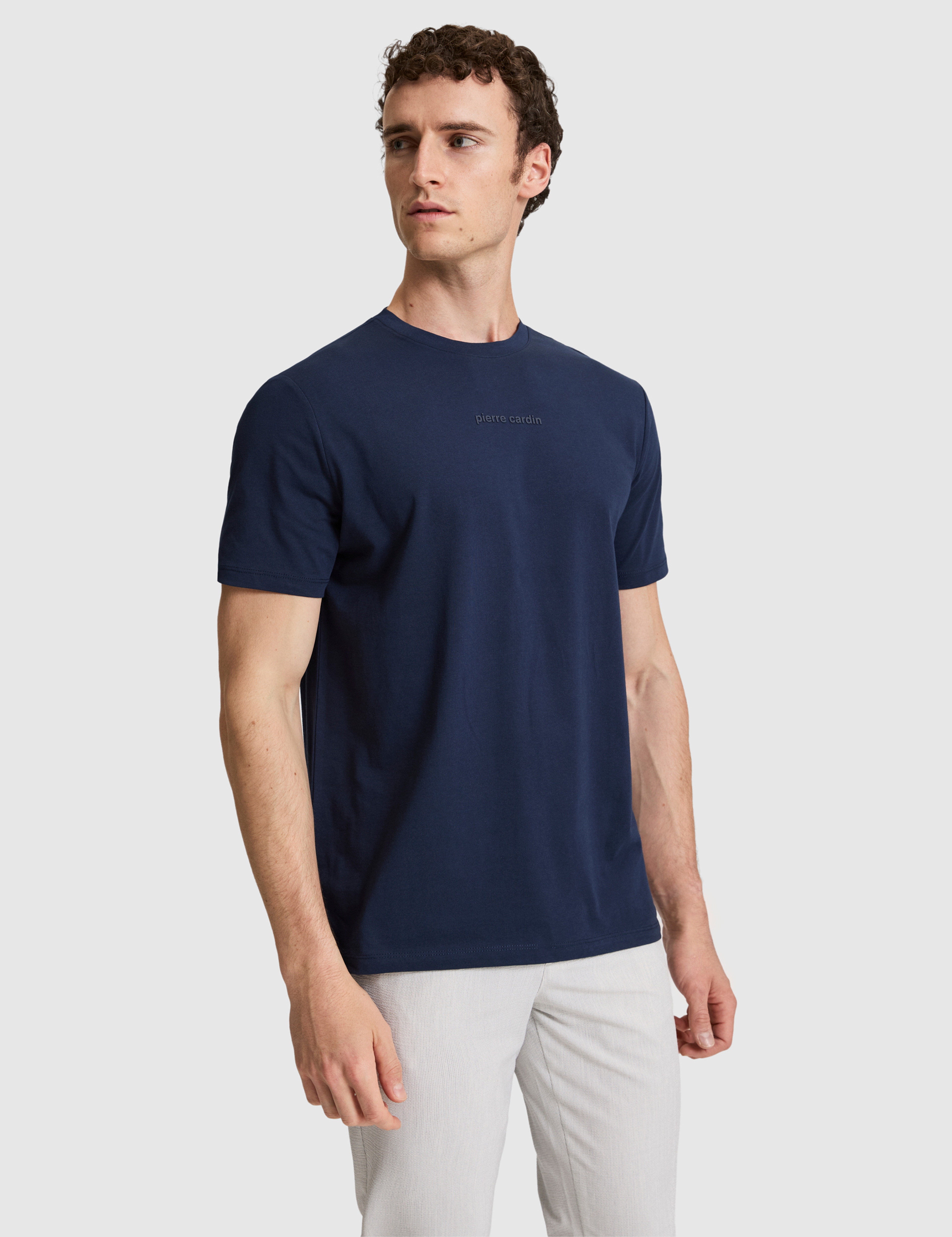Lacivert Regular Fit %100 Pamuk Bisiklet Yaka Tişört - Image 3