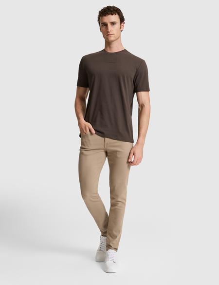 Koyu Kahverengi Regular Fit %100 Pamuk Bisiklet Yaka Tişört - 50327872031