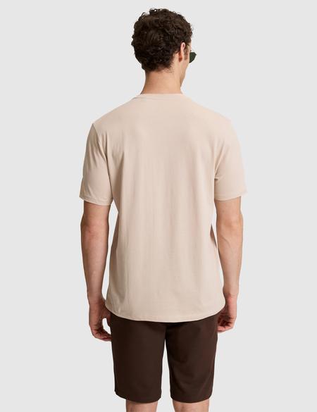 Koyu Bej Regular Fit %100 Pamuk Bisiklet Yaka Tişört - 50327872044