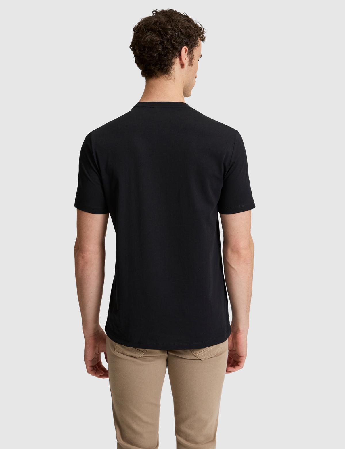 Siyah Regular Fit %100 Pamuk Bisiklet Yaka Tişört - 50327872022