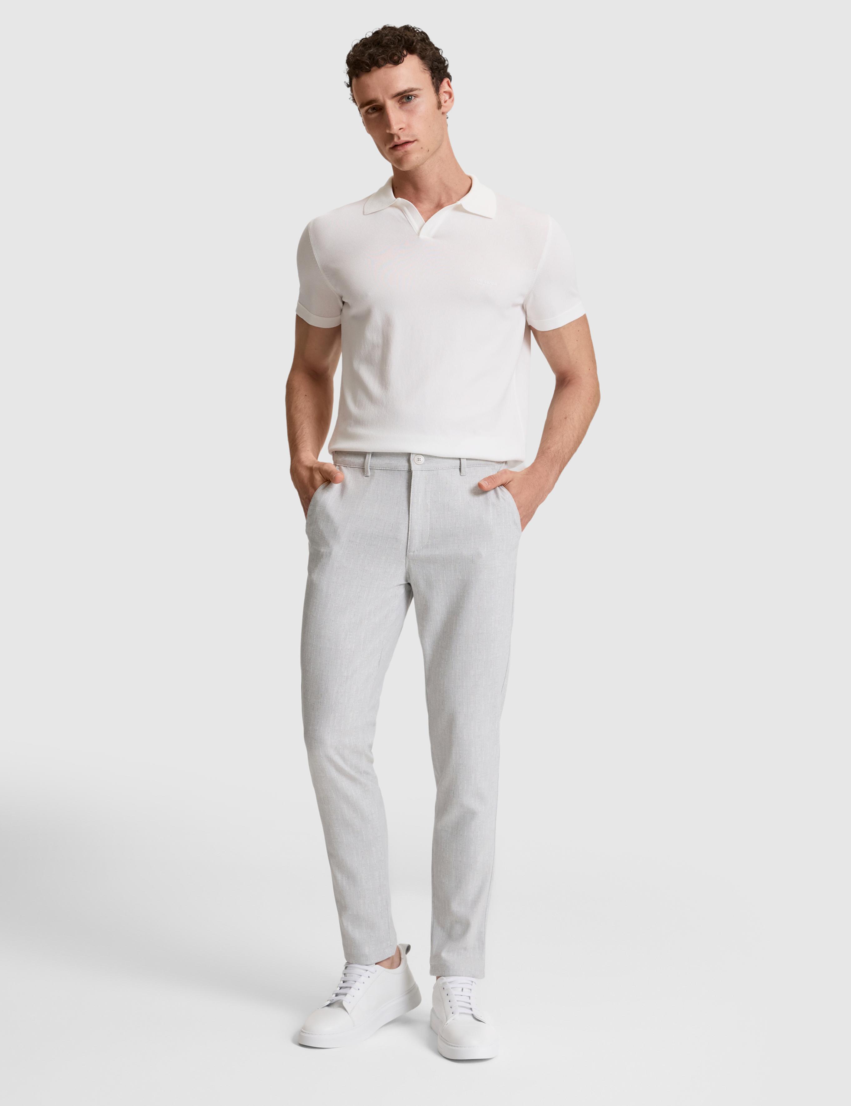 Açık Gri Slim Fit Kanvas Pantolon