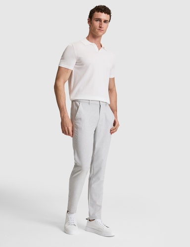Açık Gri Slim Fit Beli Latikli Kanvas Pantolon