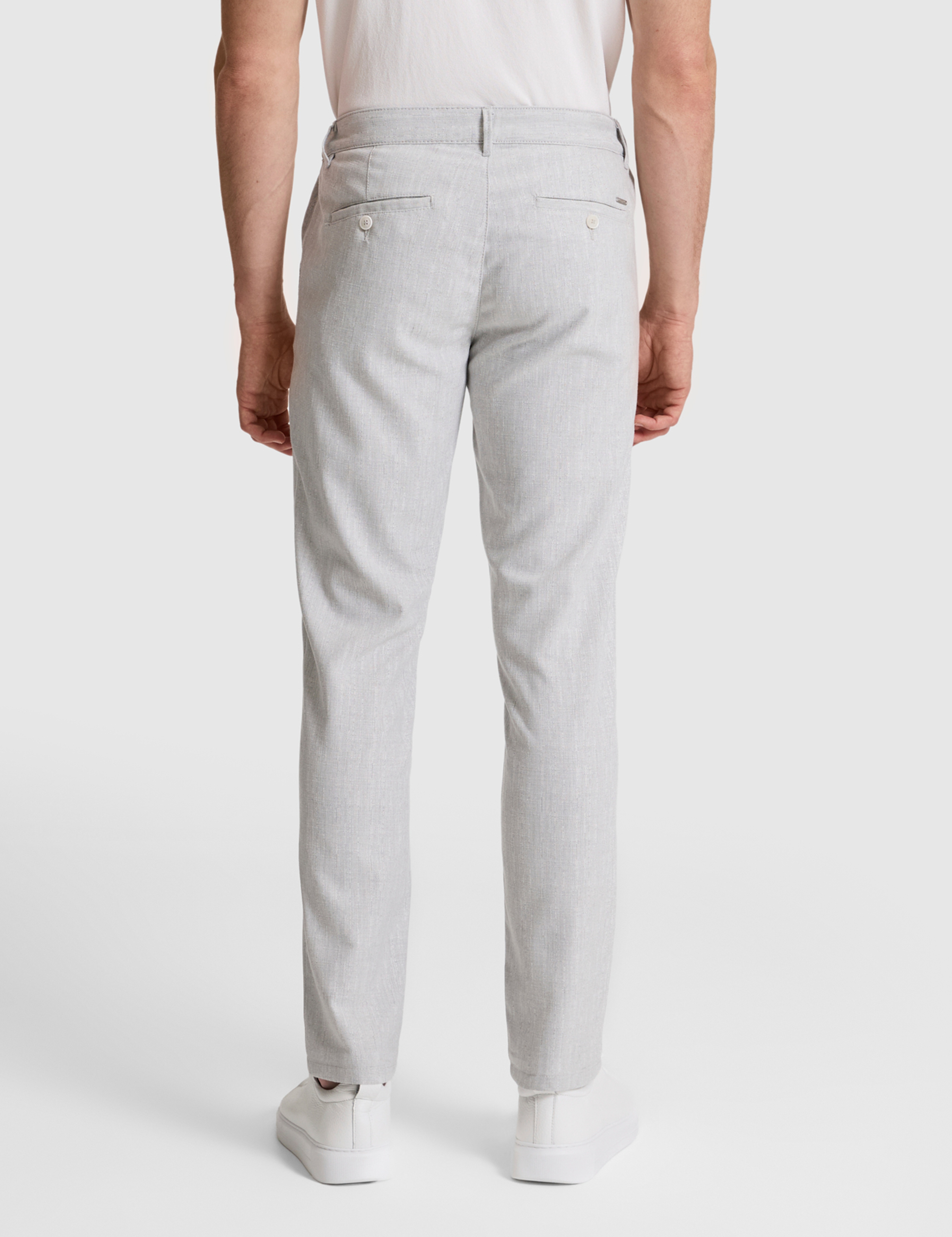 Açık Gri Slim Fit Beli Latikli Kanvas Pantolon - Image 5