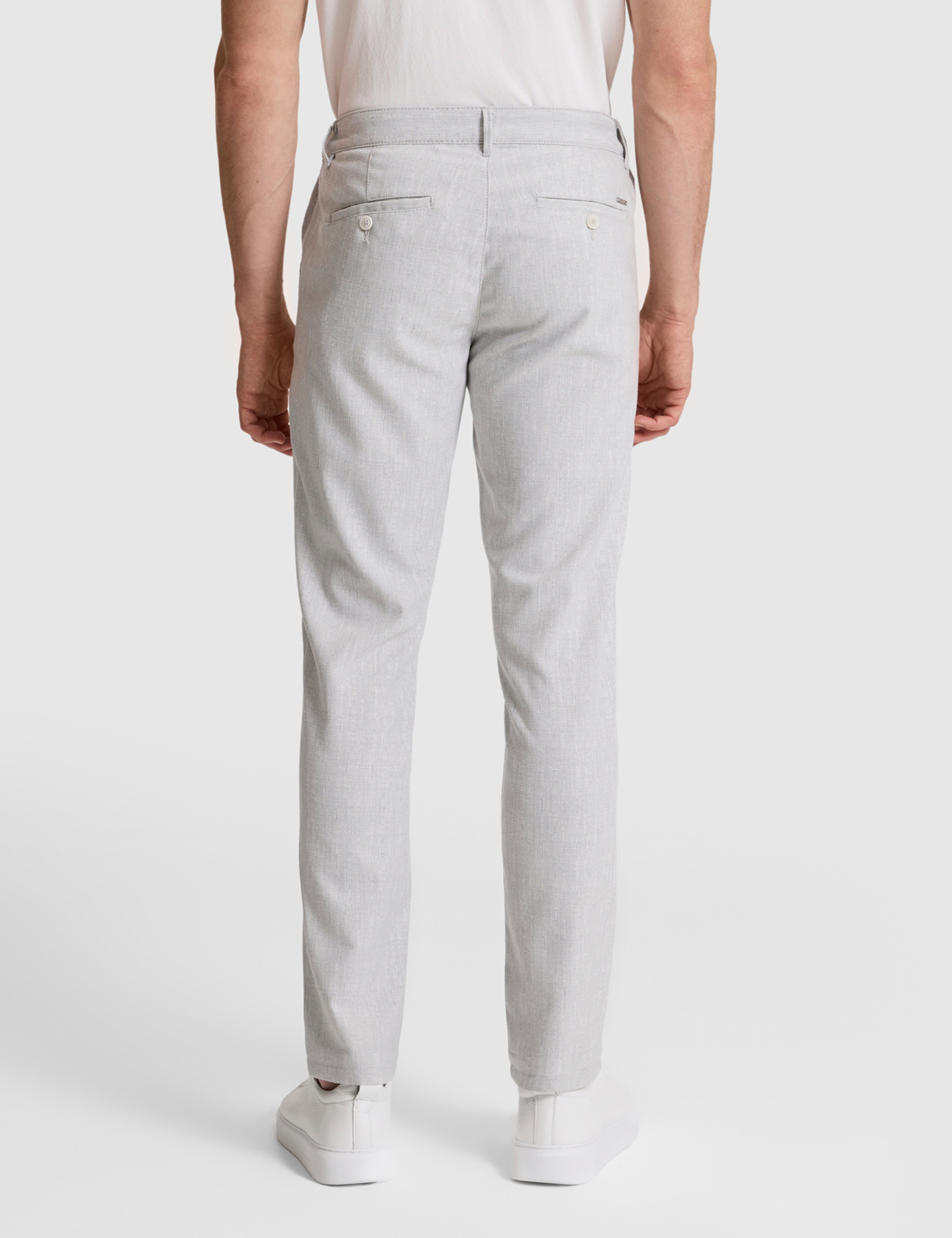 Açık Gri Slim Fit Beli Latikli Kanvas Pantolon