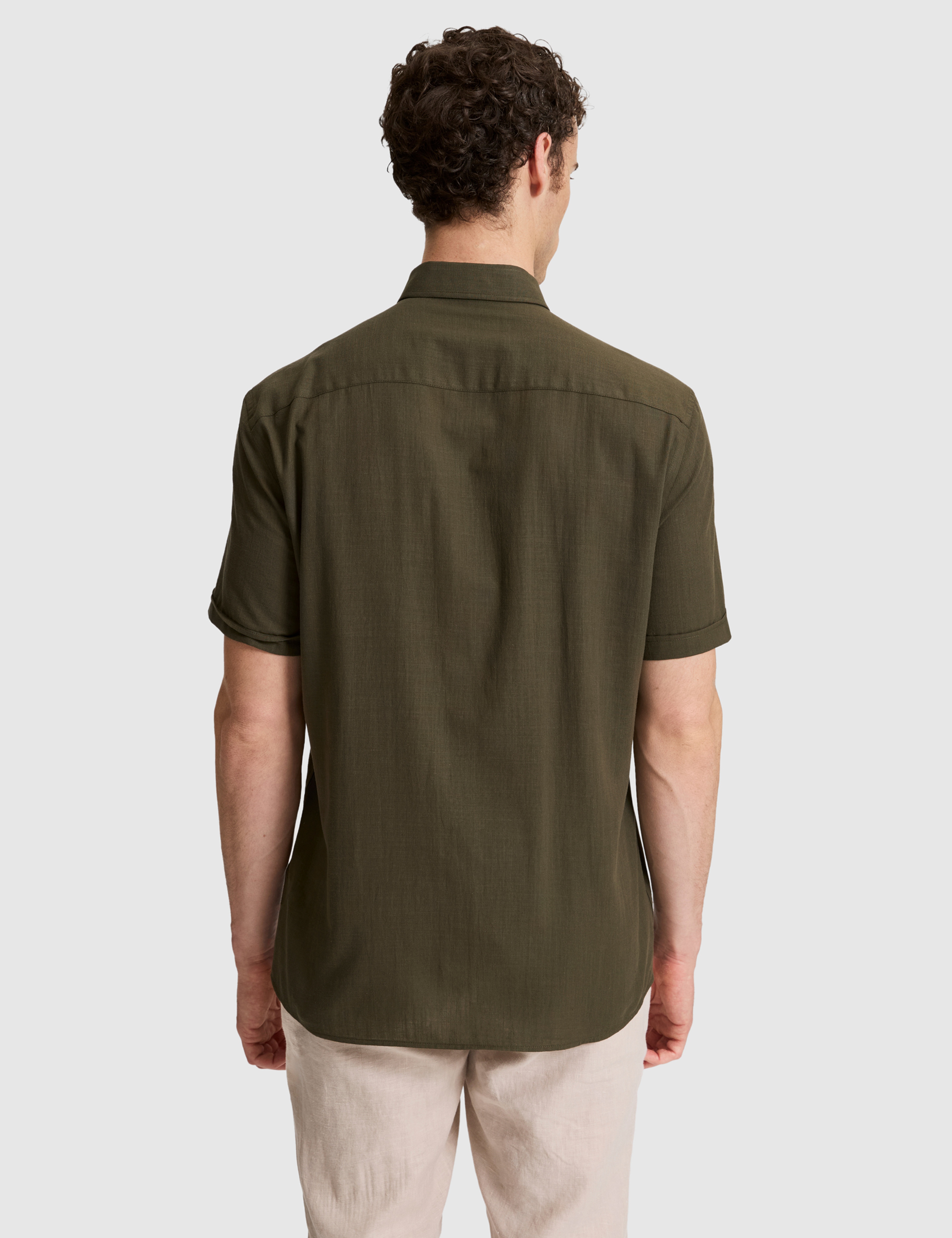Haki Regular Fit Kısa Kollu Gömlek - Image 5