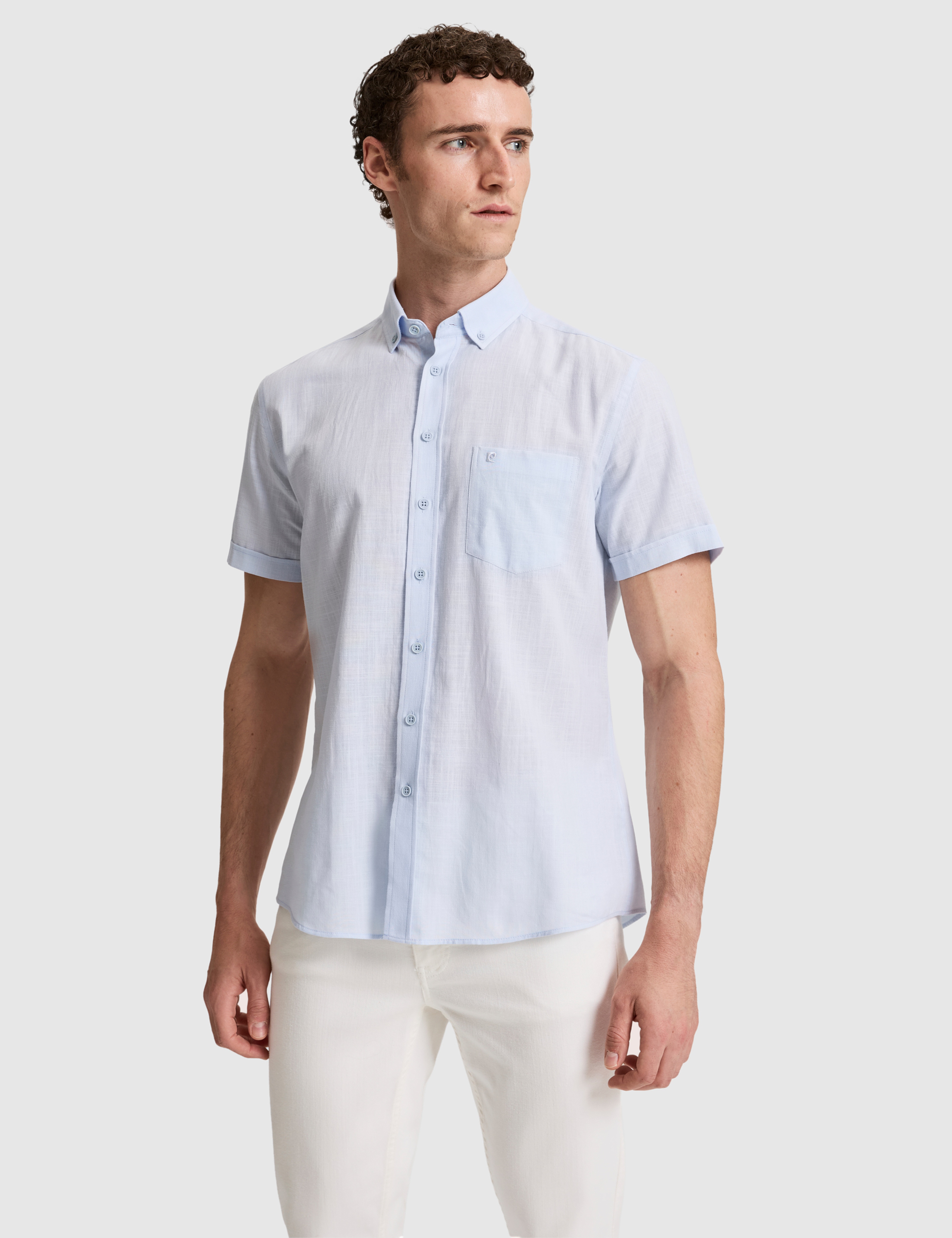 Açık Mavi Regular Fit Kısa Kollu Gömlek - Image 1