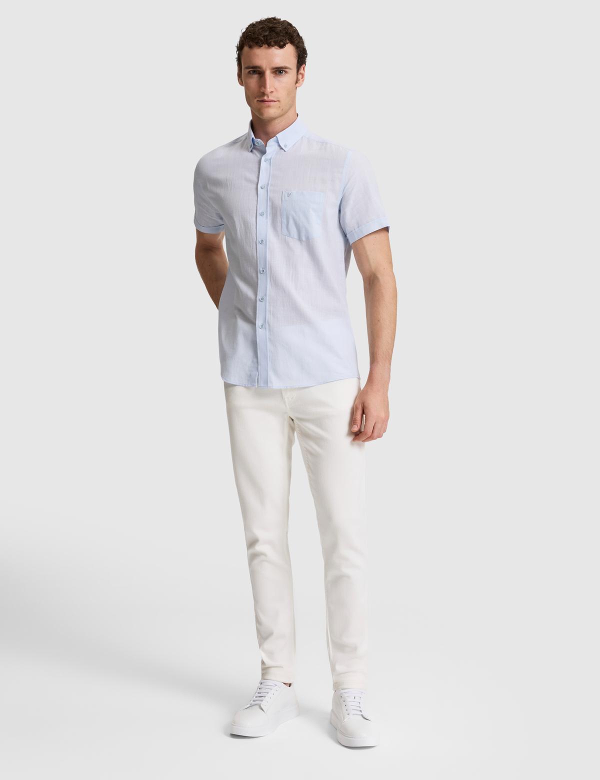 Açık Mavi Regular Fit Kısa Kollu Gömlek - 50320916097
