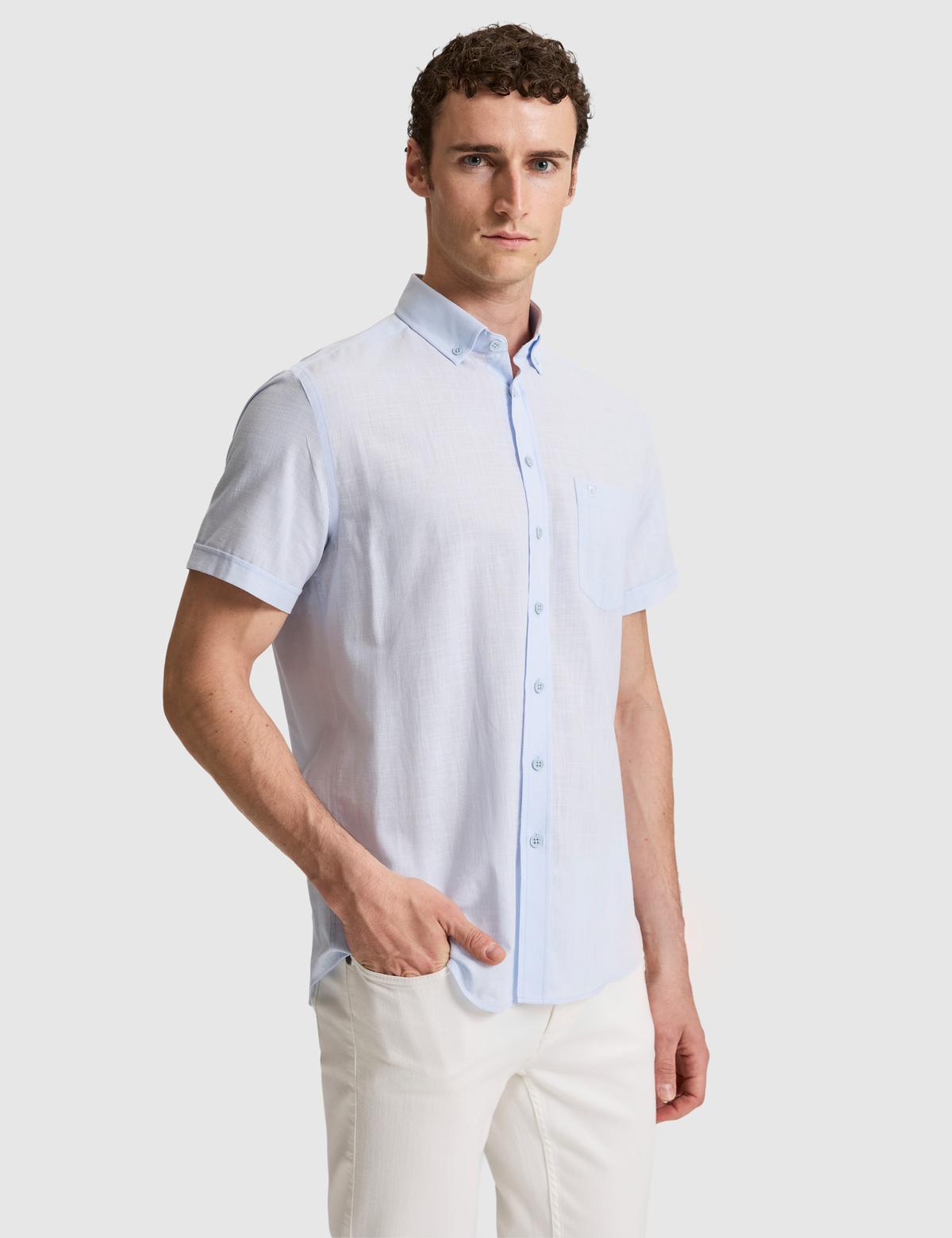 Açık Mavi Regular Fit Kısa Kollu Gömlek - 50320916097