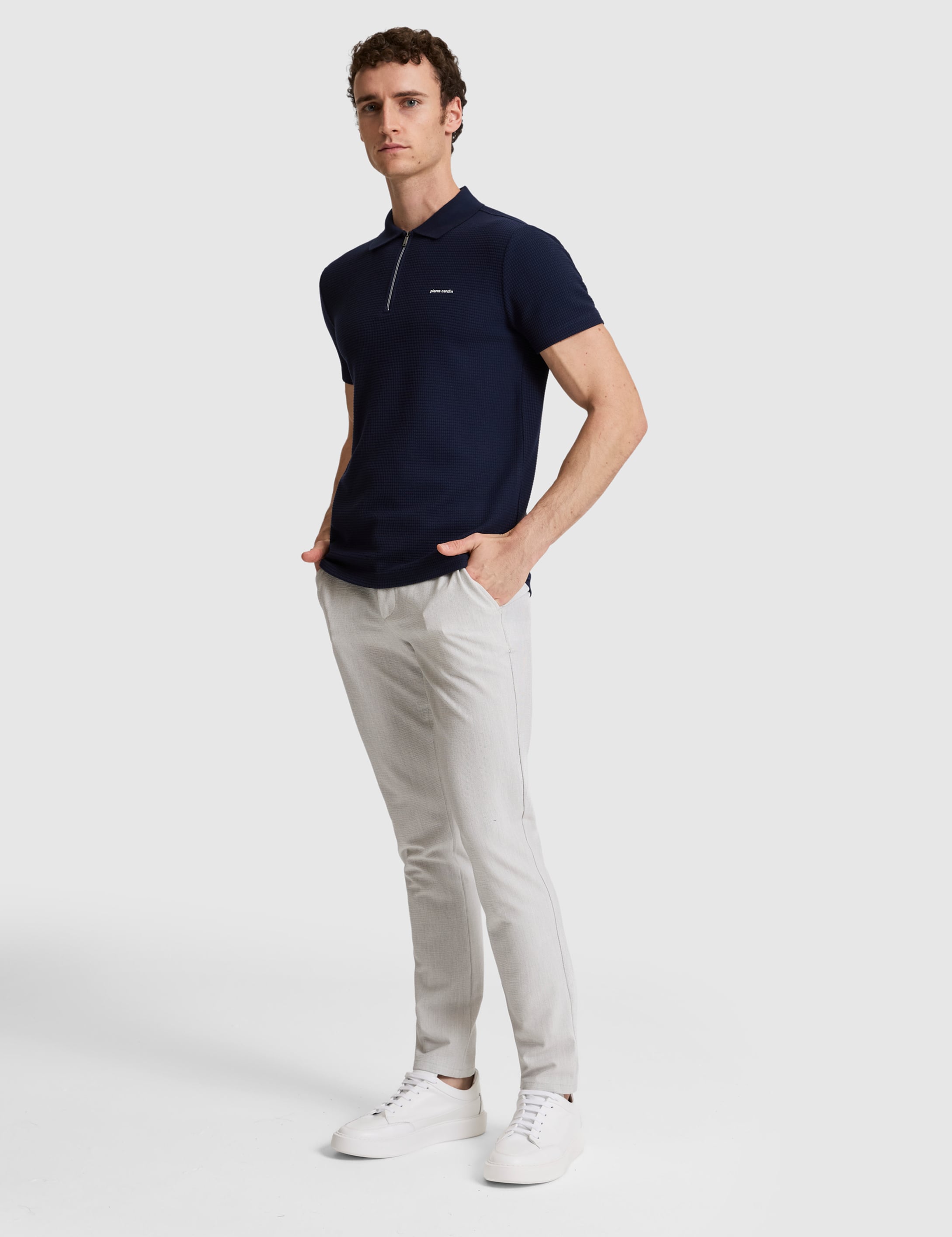 Açık Gri Slim Fit Kanvas Pantolon - Image 3