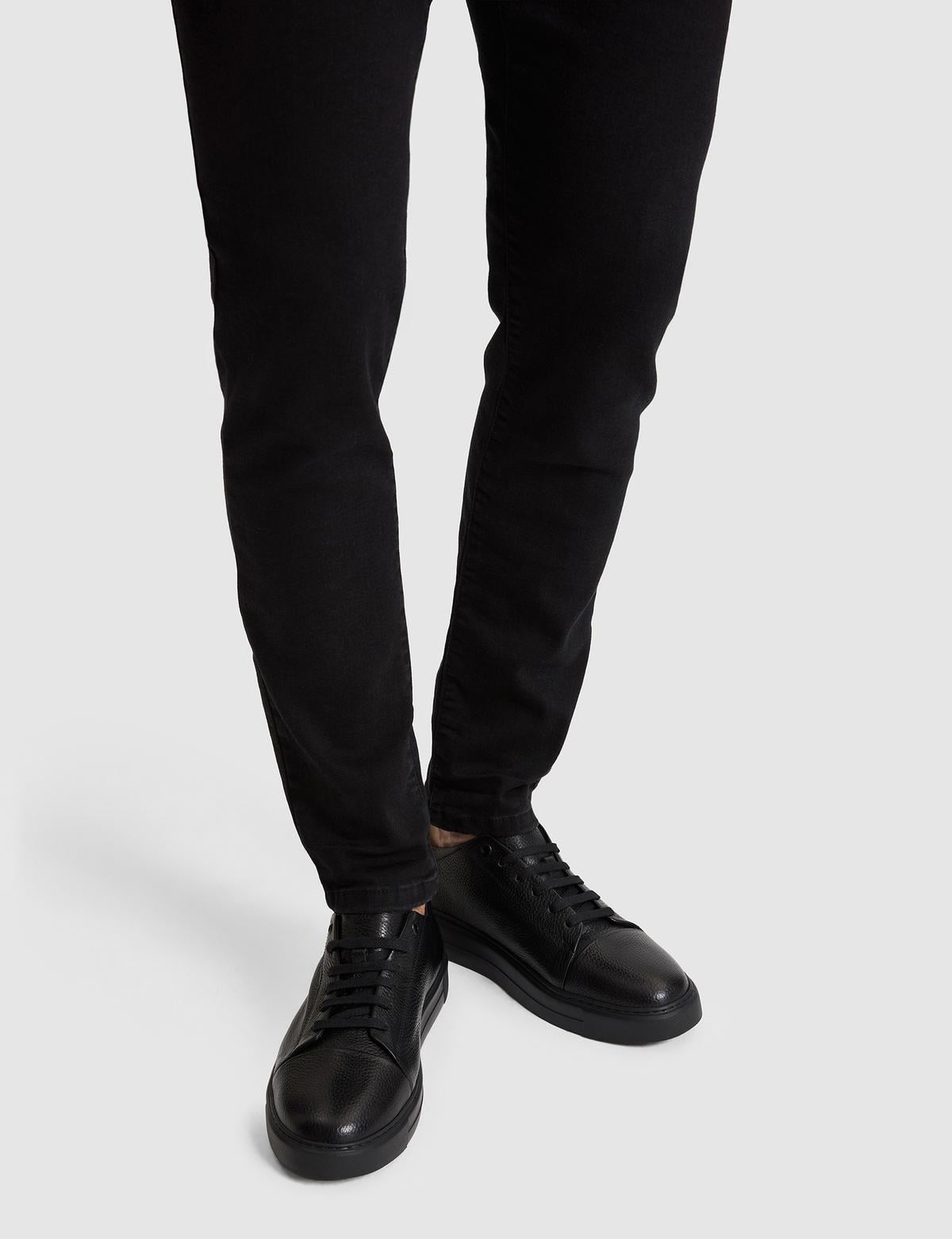 Siyah %100 Deri Casual Ayakkabı - 50323943014