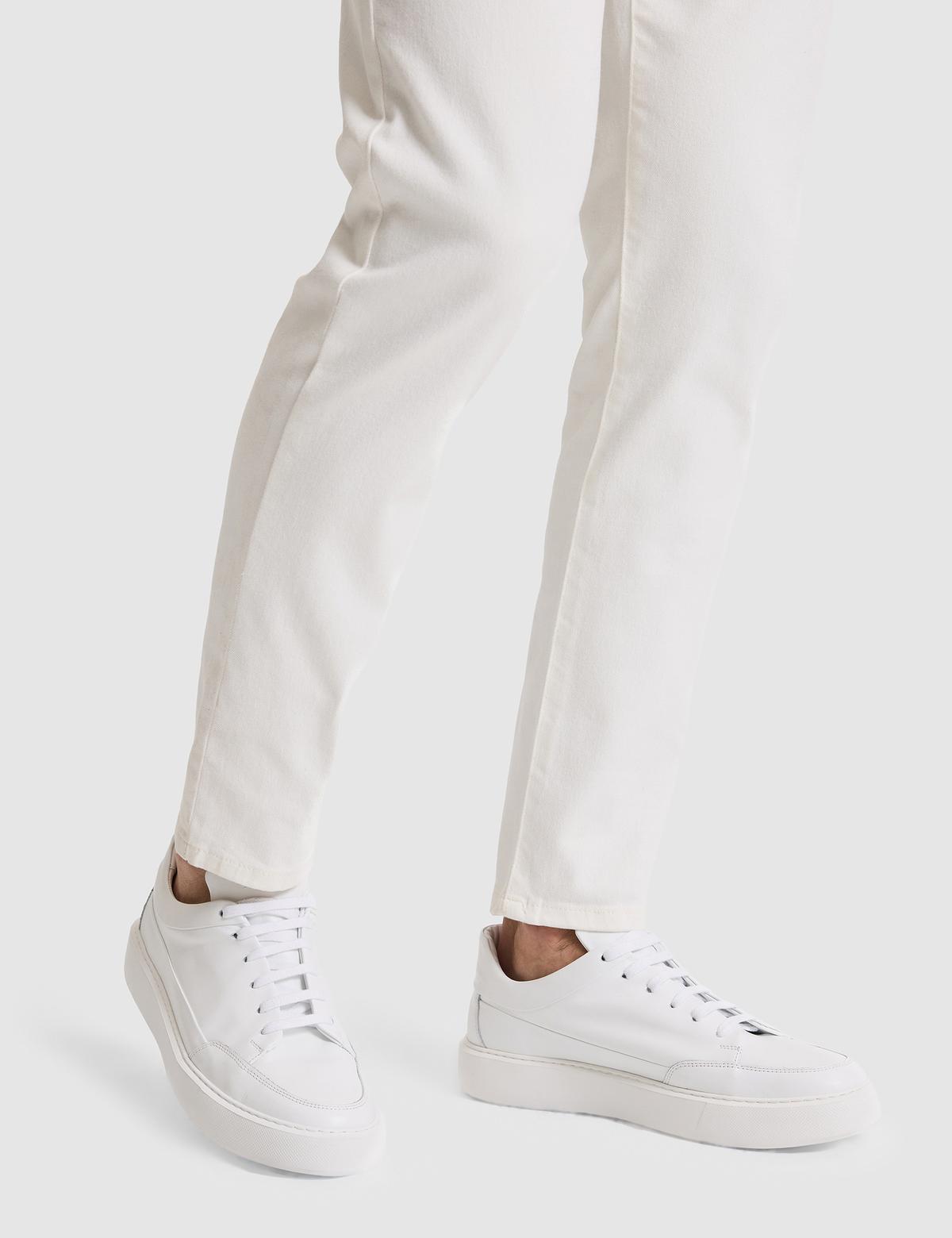 Beyaz %100 Deri Eva Taban Sneaker