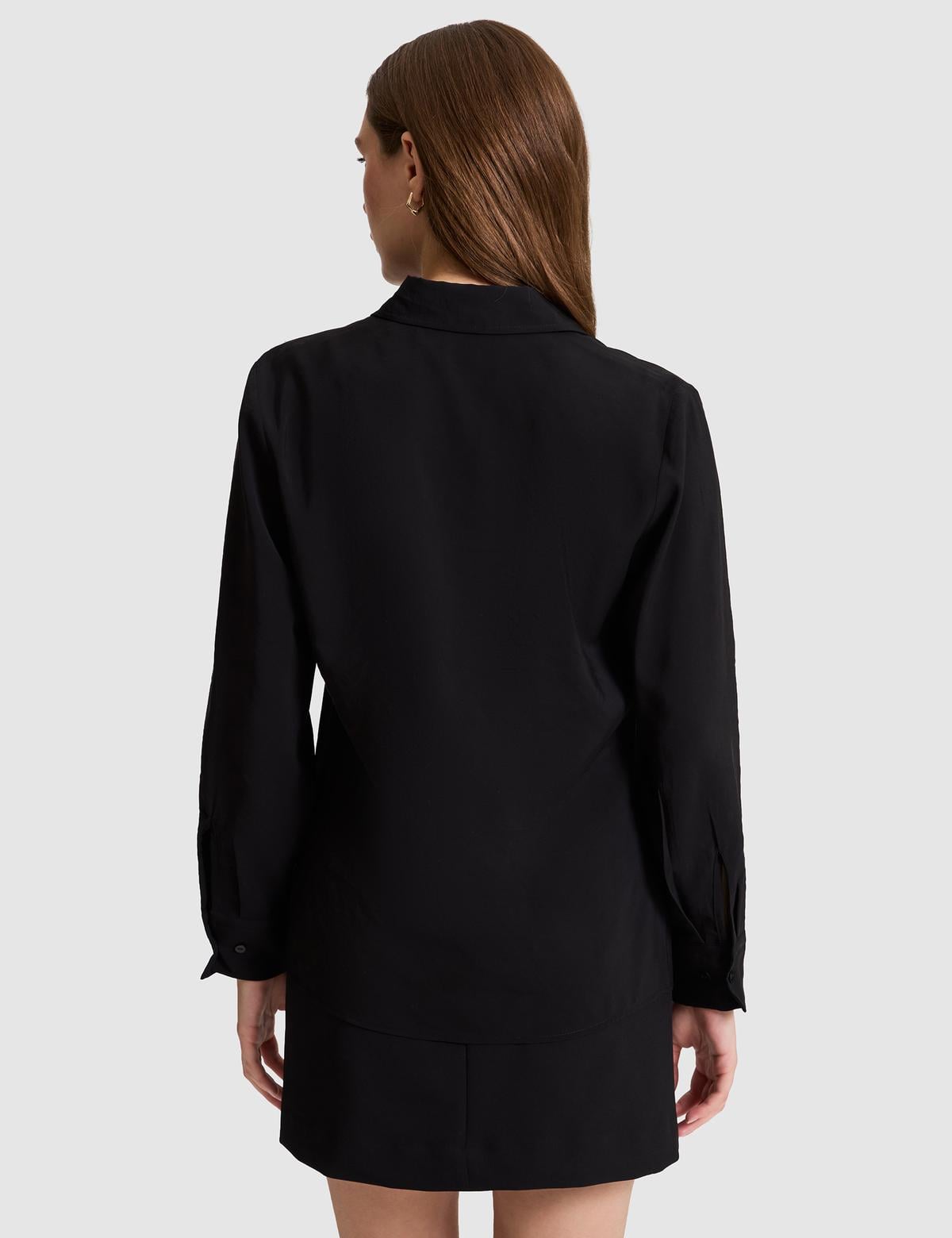 Siyah Modal Karışımlı Regular Fit Uzun Kollu Gömlek - 50318195013