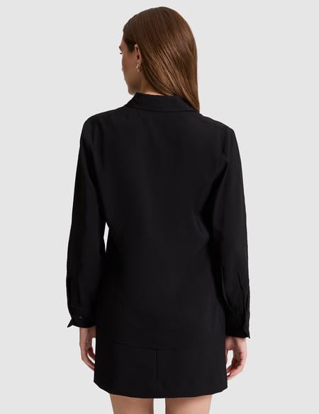 Siyah Modal Karışımlı Regular Fit Uzun Kollu Gömlek - 50318195013
