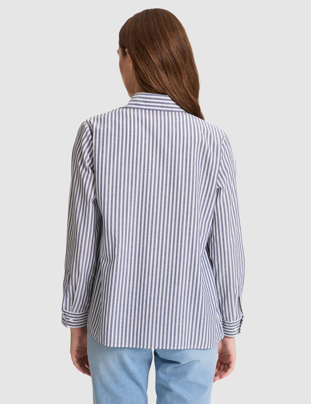 Lacivert Çizgili Comfort Fit Uzun Kollu Gömlek - 50318226005