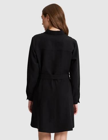 Siyah Comfort Fit Dokuma Elbise