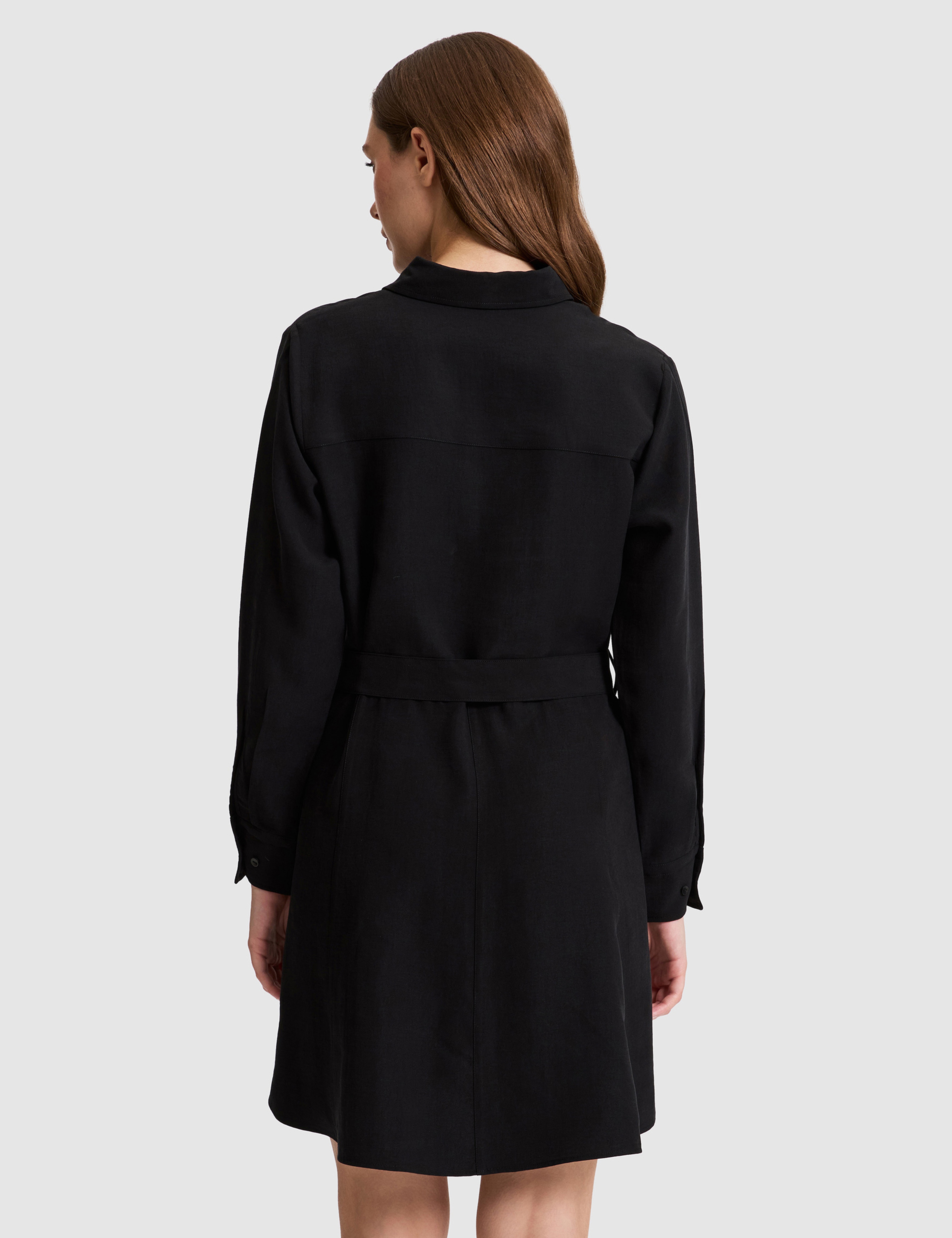 Siyah Comfort Fit Dokuma Elbise