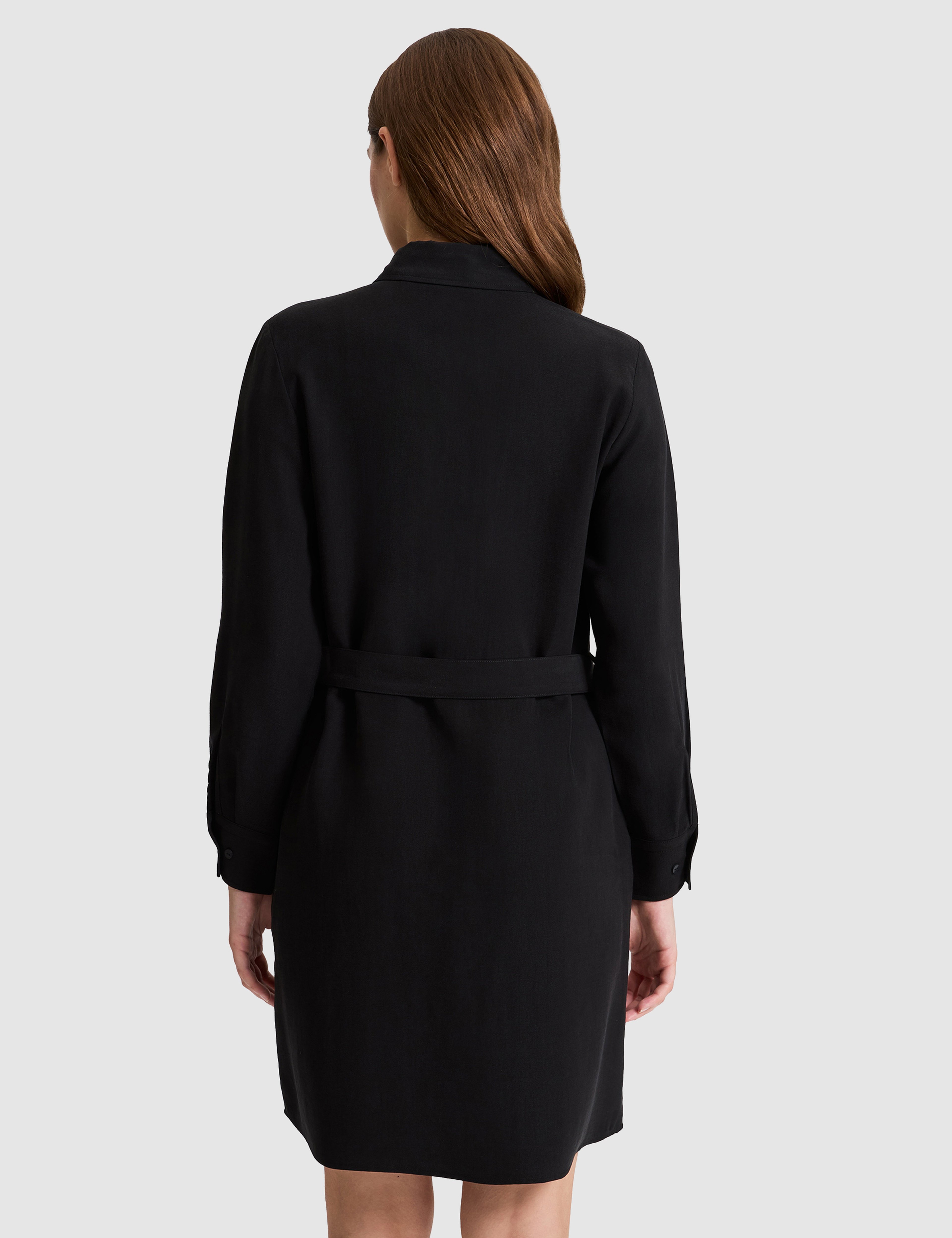 Siyah Comfort Fit Dokuma Elbise - Image 5