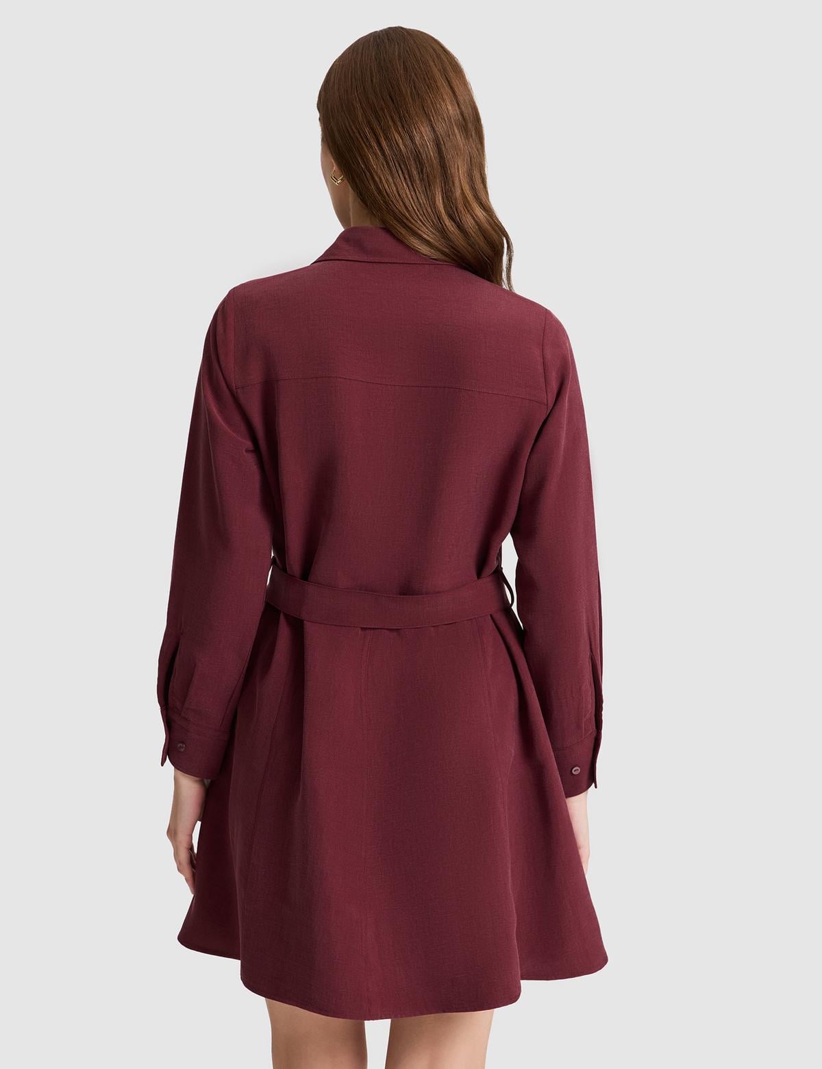 Bordo Comfort Fit Dokuma Elbise - 50318786010