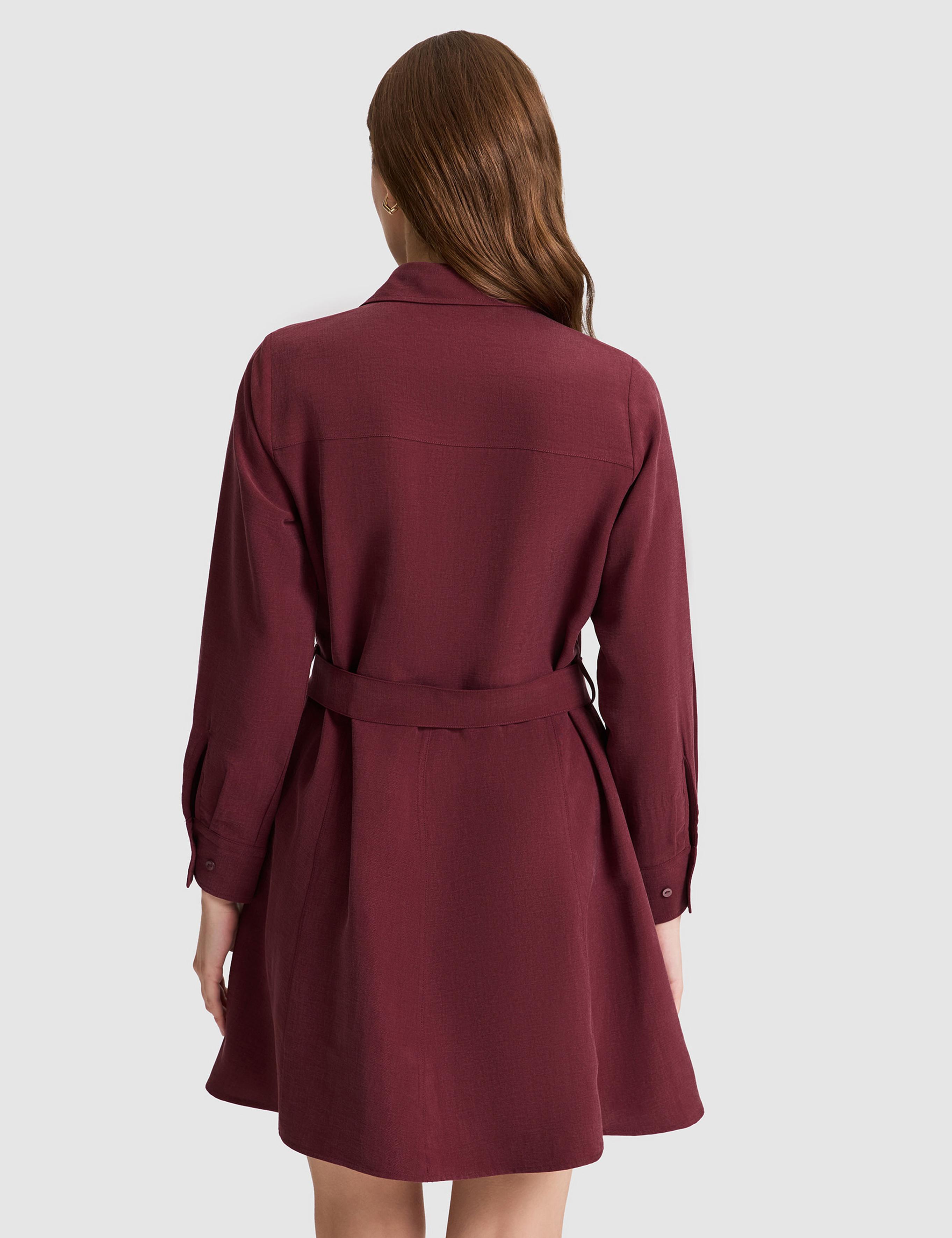 Bordo Comfort Fit Dokuma Elbise